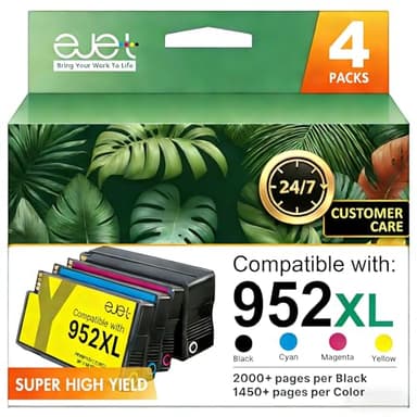 ejet 952XL Ink Cartridges Combo Pack Replacement for HP 952XL 952 XL 952XL Ink 4 Pack Works with HP Officejet Pro 8710 8720 8210 7740 7720 8715 8703 Officejet 8702 Printer, Black Cyan Magenta Yellow