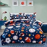 A Nice Night 6Pcs Bed in A Bag Twin Sports Microfiber Modern Comforter Set,Navy Rugby Ball Printed Bedding Collections,for Boys Kids Teen