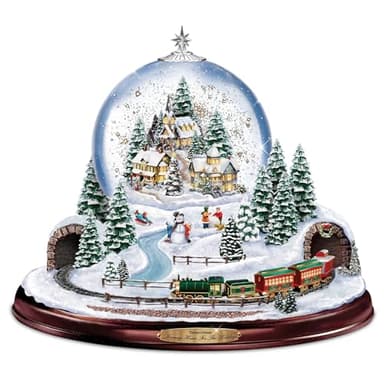 The Bradford Exchange Thomas Kinkade Village Snowglobe: Lights, Music and Motion