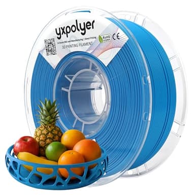 YXPOLYER PLA Filament Food Grade 1.75mm 1kg for 3D Printing, PLA+ 3D Printer Filament with Transparent AMS-Compatible Filament Spool, Azure Blue