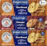 Voortman Sugar Free Shortbread Oatmeal Cookies 3 Pack - Shortbread & Oatmeal (3 8oz. Packs, Variety Pack)