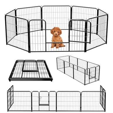 NEWBULIG Dog Playpen 8 Panels 24" Height Foldable Heavy Duty Metal Dog Exercise Playpen Puppy Fence for Indoor Outdoor Yard