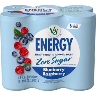 V8 Energy Zero Sugar Blueberry Raspberry, 8 fl. oz. Can (6 Pack)