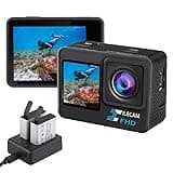 Xilecam Dual Screen Action Camera 1080P WiFi Waterproof Camera 4*Zoom 131FT(40m) Waterproof Underwater Camera with 2X 1050mAh Batteries and Multifunctional Accessories Sports Camera