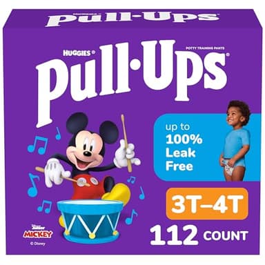 Pull-Ups Boys' Potty Training Pants, Size 3T-4T Training Underwear (32-40 lbs), 112 Count (4 Packs of 28), Packaging May Vary