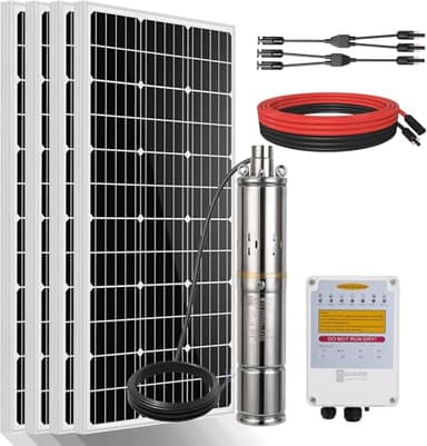 ECO-WORTHY 400W Solar Deep Well Pump Kit, 140W Submersible Well Pump with MPPT Controller, Powered by 4ps100W Solar Panels for Off-Grid Home Use, Farm and Ranch Deep Well Water Supply