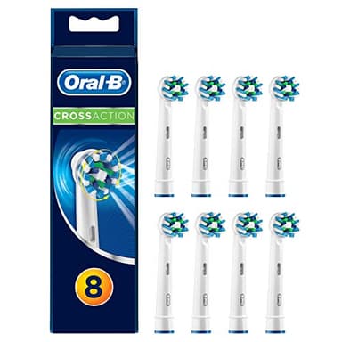 Oral-B CrossAction Toothbrush Heads Pack of 8 Replacement Refills for Electric Rechargeable Toothbrush, Mailbox Sized Pack