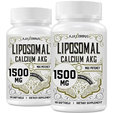 AJAXERRUE Liposomal Calcium AKG Supplement 1500 MG (Alpha-Ketoglutaric Acid), More Effective Than AAKG, Ca AKG for Longevity, Age Defense, Cellular Energy, Metabolic Function, 120 Softgels