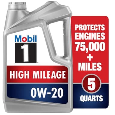 Mobil 1 High Mileage Full Synthetic Motor Oil 0W-20, 5 Quart