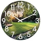 JoFomp Indoor Outdoor Wall Clock Waterproof, 12 Inch Garden Clock with Glass, Large Outdoor Clocks for Patio, Silent Outside Wall Clocks Battery Operated, Weatherproof Outdoor Clock for Pool Area Yard
