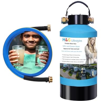 H&G Lifestyles RV Water Filter,Iron Filter for Well Water, Remove Iron Manganese Calcium and Magnesium, RV Water Softener Filtration System for Garden Hose, with 3/4" GHT Brass Adapter