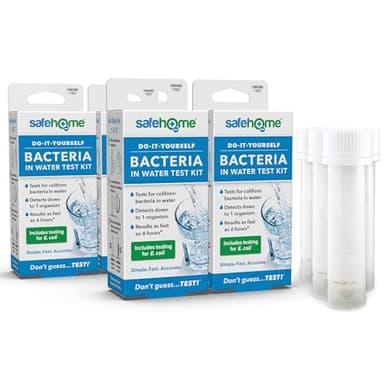 Safe Home® DIY Bacteria in Water Test Kit – Results as Fast as 6 Hours – Detects 50 Different Species of Coliform Bacteria – EPA Lab Certified – Made in the USA – (4 Pack)