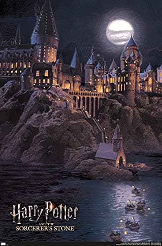 Harry Potter And The Sorcerer'S Stone - Hogwarts At Night Wall Poster, 34L" x 22.4W", Unframed Version