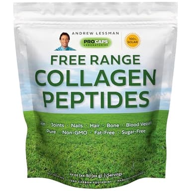 ANDREW LESSMAN Free Range Collagen Peptides Powder 240 Servings - Supports Smooth Soft Skin, Comfortable Joints. Pure. Super Soluble. Unflavored. No Sugar. No Additives.