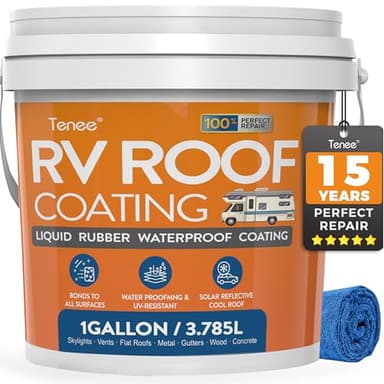 1 Gallon RV Roof Sealant, RV Roof Coating White, Professional Grade Liquid Rubber, Solar Reflective Waterproof Sealant for Leak Repair on Camper, Trailer & Motorhome Roofs (Fits EPDM, TPO, Fiberglass)