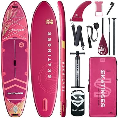 Skatinger 11'6×35" Super Wide Inflatable Paddle Board, Ultra Stable Stand Up Paddleboards for 450lb/3 People/Family/Big Size w/Shoulder Strap, 100L Backpack, All-Round Sup Board, US Fin