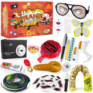PPXMEEUDC 40 PCS Prank Kit for Kids Prank Toys Pack Set Box for Gifts April Fools Pranks Practical Jokes for Halloween Christmas Birthdays