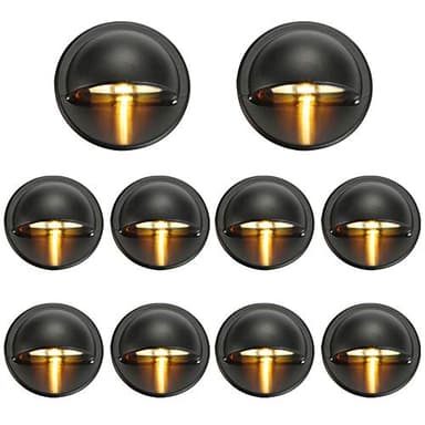 FVTLED Pack of 10 Warm White Low Voltage LED Deck Lights kit Φ1.38 Outdoor Garden Yard Decoration Lamp Recessed Landscape Pathway Step Stair Warm White LED Lighting, Black