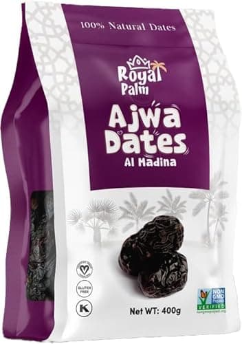 Royal Palm Ajwa Dates Al Madina 400g Premium Vegan Dates No Added Sugar Rich in Fiber & Natural Sweetener High in Antioxidants Perfect for Snacking & Baking