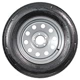 eCustomrim Radial Trailer Tire On Rim ST205/75R15 205/75-15 Load Range C 5 Lug Wheel Silver Modular - 6 Year Warranty w/Free Roadside