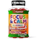 BrightKids Focus and Calm Gummies with Ashwagandha Extract, Naturally Support Concentration, Rest, Mood, Energy, Focus and Relaxation in Children, Tasty and Effective Daily Supplement- 60ct