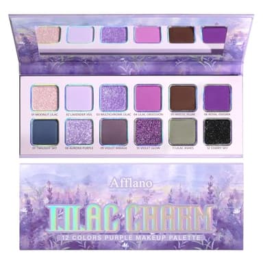 Purple Eyeshadow Palette, Pigmented Matte Shimmer Lavender Lilac Eye Shadow Pallet for Green Eyes, Bright Long Lasting Metallic Multichrome Violet Pink Makeup Pallet for Daily, Halloween, Blendable