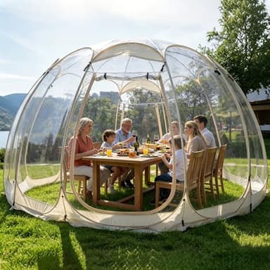 Pop Up Bubble Tent,15 x 15 ft Outdoor Greenhouse Clear Camping Shelters,8-12 Persons Igloo Tent,PVC 540°Degree Fully Transparent,Weatherproof and Cold Protection Portable,for Patio and Backyard