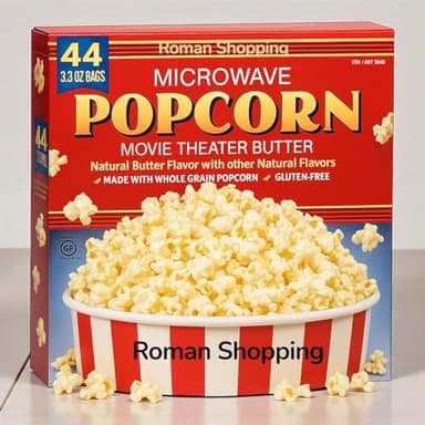 Butter Microwave Popcorn 44-Pack – Whole Grain, Gluten-Free, Natural Flavor – Distributed by Roman Shopping – kirkland