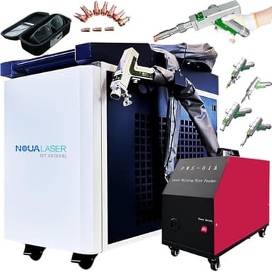 Double Wobble 2000W 4-In-1 Laser Welding Machine, Handheld Fiber Laser Welder Cutter Rust Removal Cleaner for Metal(0.2-6mm), Continuous Work & Easy to Operate, Auto Wire Feeder, Industrial&Home 220V