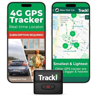 Tracki GPS Tracker for Vehicles – Real-Time 4G LTE Assets & Car Tracking Device with App, Magnetic Mount, Compact Design, Worldwide Coverage – iOS & Android (Subscription Required)