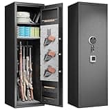 Gun Safes Cabinets Biometric Fingerprint Gun Safes Fireproof for 5 Home Rifle Shotguns and 3 Pistols with 3 Ammunition Storage Rack and Led Light