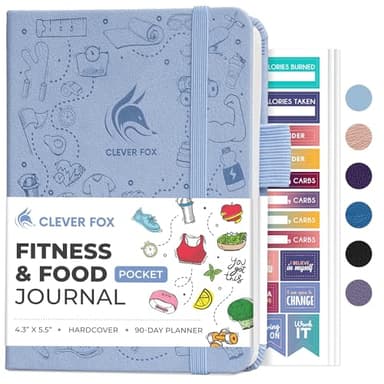 Clever Fox Fitness & Food Journal Pocket – Nutrition & Workout Planner for Women & Men – Diet & Gym Exercise Log Book with Calendars, Diet & Training Trackers – Lasts 3 Months, 4.3x5.5” (Periwinkle)