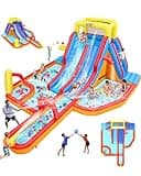 Whubefy 18Ftx14Ft Inflatable Water Slide Park Holds 10 Kids, Big Waterslide Bounce House With Extra Long Slides, Splash Pool, Kiddie Pool, Blow Up Water Slides Inflatables for Kids Backyard, No Blower