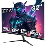 ZZA 32" Curved Gaming Monitor, FHD 1920x1080, VA, 1ms 240Hz, FreeSync Premium, 2xDP 1.4/2xHDMI 2.0, VESA Compatible, Tilt Adjustable