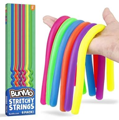 BUNMO Easter Basket Stuffers for Children - Sensory Stretchy Strings for Toddlers 3+ - Stimulating Fidget Toys - Easter Gifts for Toddlers - Hours of Fun- Non-Mouthable 3+ - Smooth 6 Pack