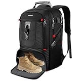 VESERI Travel Business Laptop Backpack for 18.4in PC with Shoe Compartment USB Charging Port,Sport Gym Bag for College Hiking Camping,Waterproof School Bookbag for Men Women Boys,Black