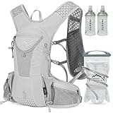 IX INOXTO Hydration Pack Backpack, Lightweight Water Backpack with 2L Hydration Bladder Daypack for Men Women,Running Hydration Vest for Trail Running Hiking Cycling Race Climbing (Grey-White)