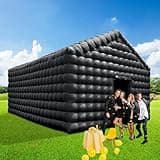 CZGBRO Inflatable Nightclub, Portable Air Cube Tent, Inflatable Night Club Square Gazebo Event Room Tent House for Event Exhibition Wedding Business/Private Use(Black, 30 * 16.5 * 14FT)