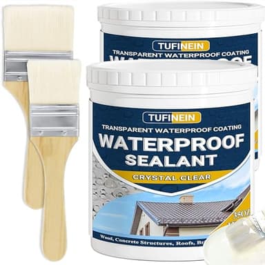 Waterproof Sealant 70oz Clear, TUFINEIN Transparent Waterproof Coating Water-Based Invisible Agent Roofs, Walls, Garden, Terraces Indoor & Outdoor
