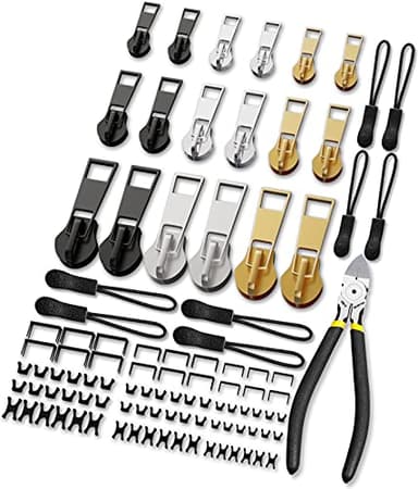 Zipper Repair Kit, Upgraded Zipper Replacement Slider Kit (99 PCS), Include Zipper Pull Replacement, Instant Zippers Plier, Easy Install, Zippers Fix Kit for Jacket Backpack Luggage (3 Sizes #3, 5, 8)