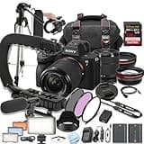 Sony A7 IV Mirrorless Camera with 28-70mm + 128GB Extreme Speed Card, U-Grip, Microphone, LED Video Light, Spare Battery, Filter Kit, More (Extreme Pro-Bundle), Black (Renewed)