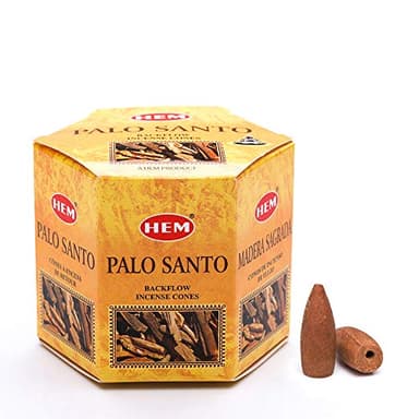 HEM Palo Santo Backflow Incense Cones – 20 Aromatherapy Cones | Long Lasting 40 Min Burn(Single Cone) | for Spa, Yoga, Reiki, Meditation, Healing, Relaxation & Home Fragrance