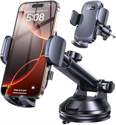 Romuto Phone Holders for Your Car Phone Holder Mount【Super Suction】Cell Phone Mount for Car Accessories for Women Men Windshield/Vent/Dashboard Pad Mount Truck Stand GPS Dash Holder for iPhone Samsung