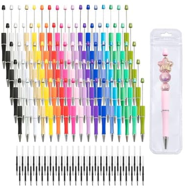 Aolipuyet 210 Pieces DIY Beadable Pen Bulk Kit – 70PCS Ballpoint Pen with Refills & Bags – Beads Pens Supplies, Beaded Pens for DIY Crafting (Beads Not Included) – Office Supplies (Colorful)