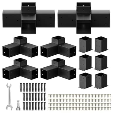 Pergola Kit, Pergola Bracket kit for 4"x 4" (Actual 3.5" X 3.5") Lumber, DIY Pergolas Brackets with 3-Way & 4-Way Corner Bracket, Gazebo Brackets Kits for Gardens, Pergolas, Courtyard (12 pc)