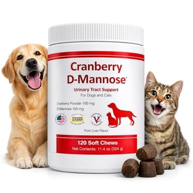 Pet Health Solutions Cranberry D-Mannose Urinary Tract Support Supplement for Cats and Dogs - Cranberry Extract, D-Mannose, Vitamin C - Bladder and UTI Treatment - Made in USA - 120 Soft Chews