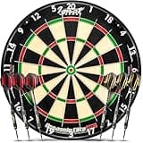 IgnatGames Dart Board Professional- Competition Size Kenyan Sisal Dart Board for Adults - Staple-Free Ultra-Thin Wire Spider Dartboard + Accessories & SnapFit Dartboard Mounting Bracket