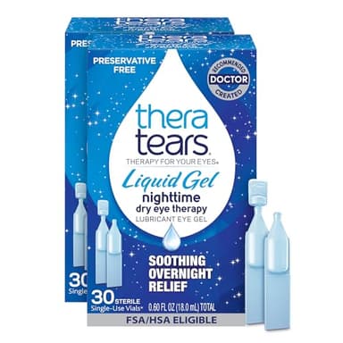 TheraTears Liquid Gel Nighttime Eye Drops for Dry Eyes, 30 Vials, 30 Count (Pack of 2)