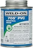 Weld-On 10098 705 Industrial Grade PVC Medium-Bodied High Strength Solvent Cement - Fast-Setting and Low-VOC, Gray, 1/2 Pint (8 fl oz)