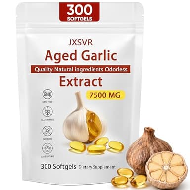 Aged Garlic Extract, 300 Softgels, Odorless Garlic Supplements 15:1 Extract Formula, 2 Years Aged Matured – Standardized for S-Allyl Cysteine | Heart & Immune Antioxidant Supplements, All-Natural (1)